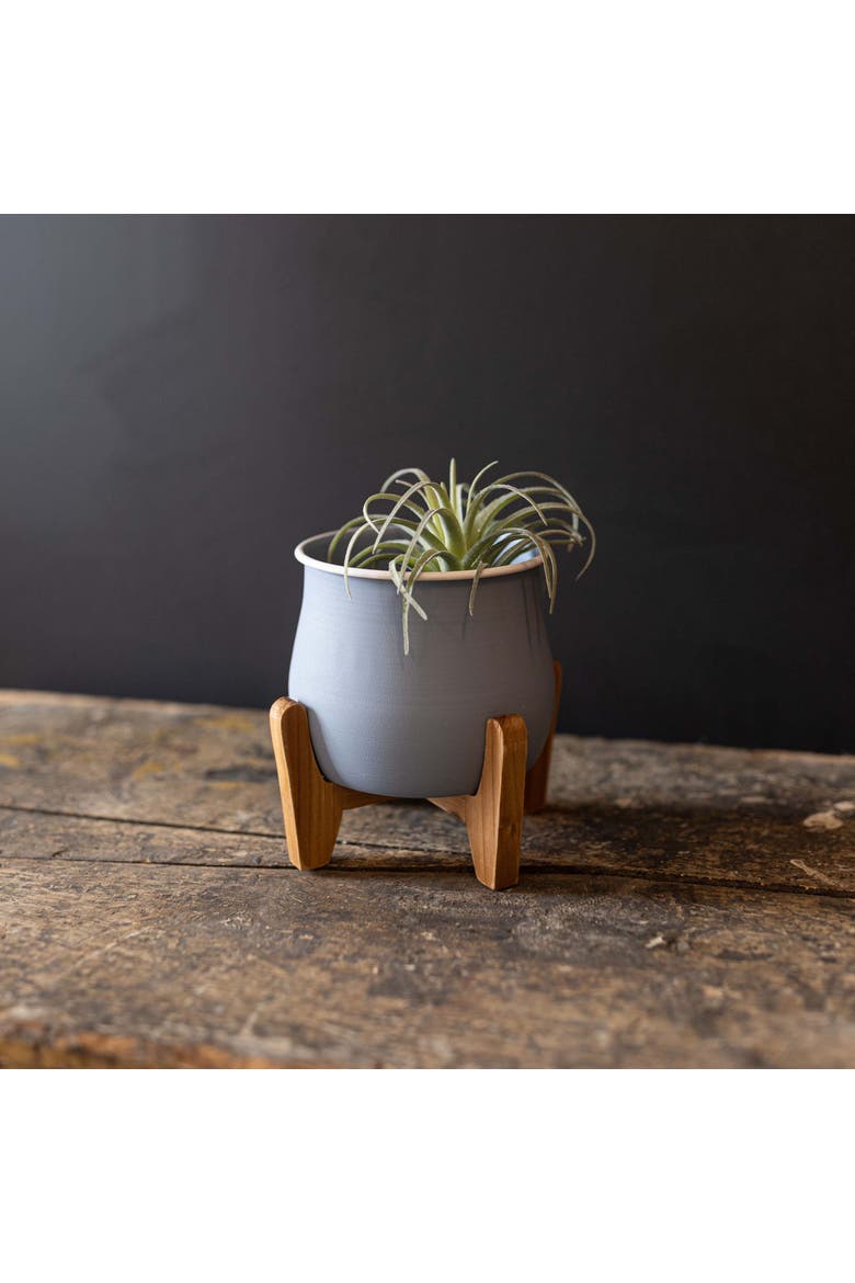 6" Decorative Metal Footed Belle Blue Indoor Planter Pot, Alternate, color, Blue