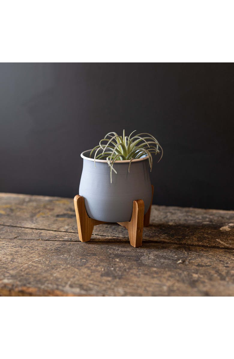 Foreside Home and Garden 6" Decorative Metal Footed Belle Blue Indoor Planter Pot, Alternate, color, Blue
