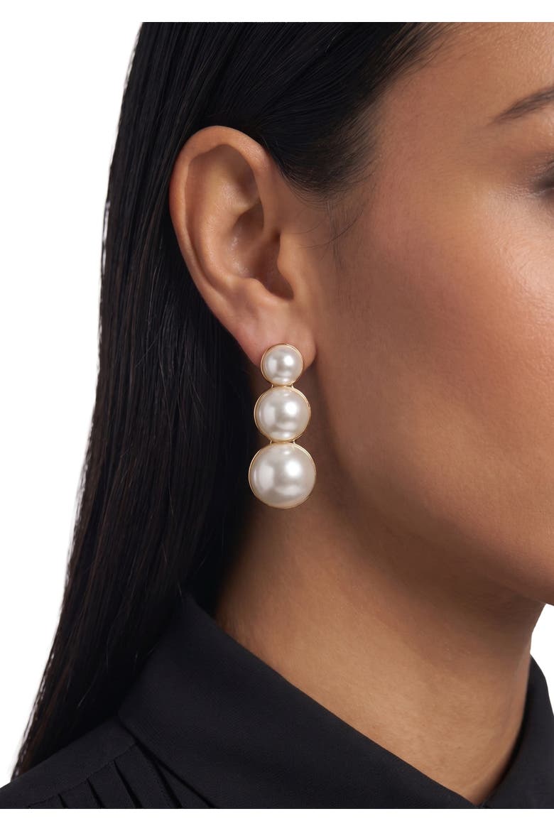 Arya Pearl Tier Earrings, Alternate, color, Gold