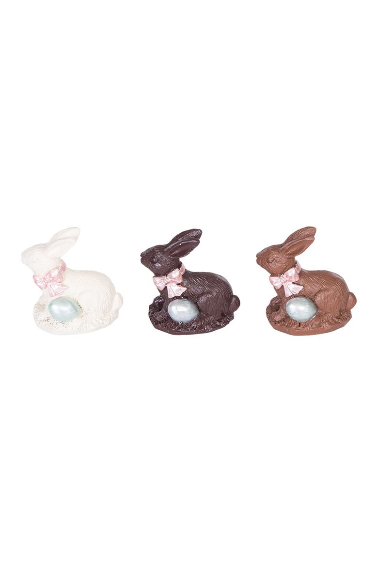 Gallerie II Easter Chocolate Bunny with Ribbons and Eggs Set of 12 Figurines, Alternate, color, Brown