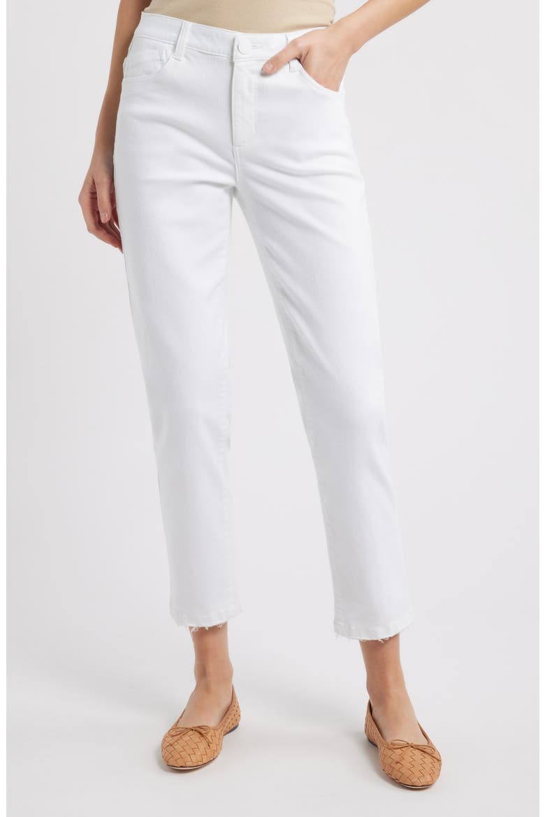 Logan 'Ab'Solution High Waist Ankle Slim Straight Leg Jeans, Main, color, OPTIC WHITE ARTISANAL