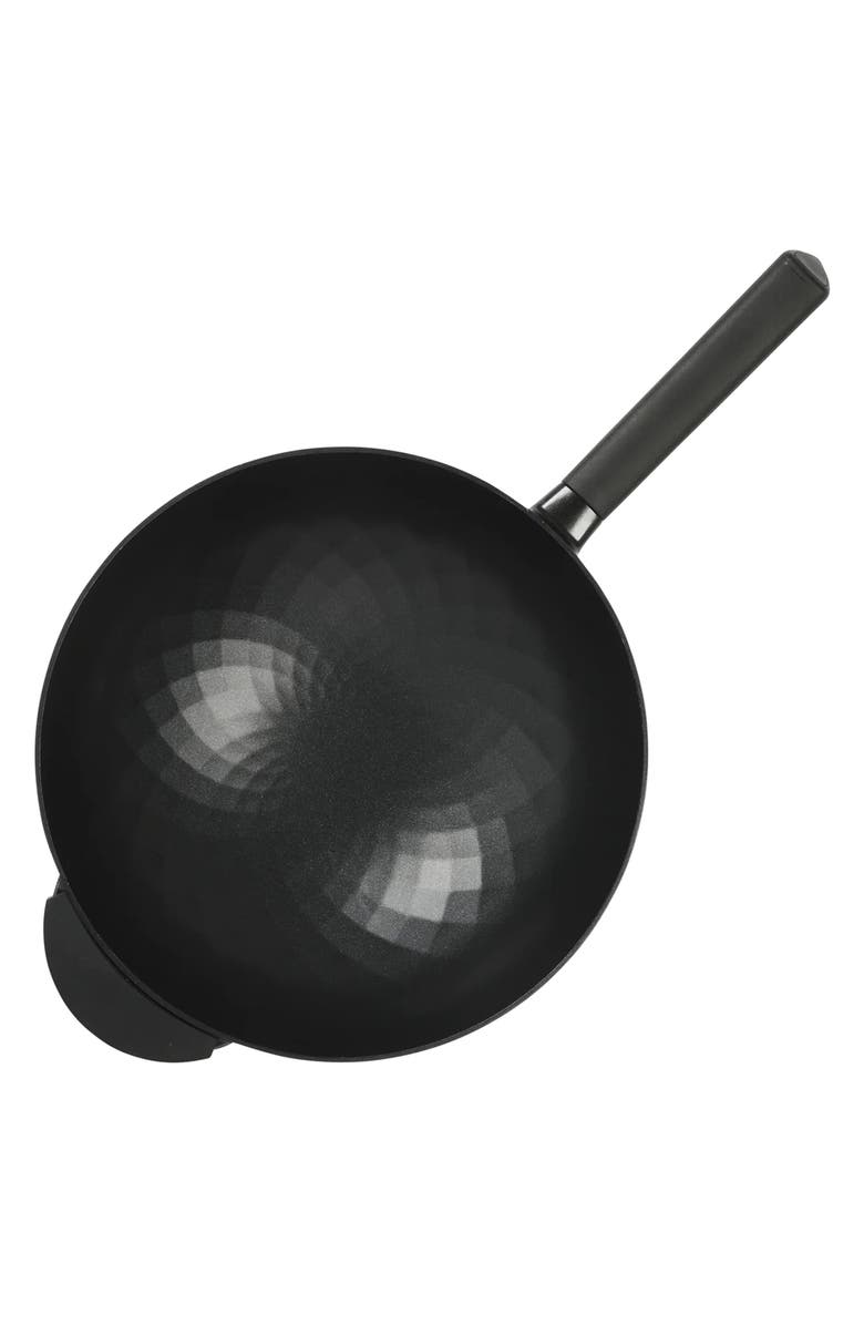 Kenmore Eugene 13 Inch Nonstick Cast Alumium Wok with Stainless Steel Lid, Alternate, color, Black