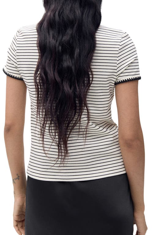 Mango Contrast Stitch Trim T-shirt In White