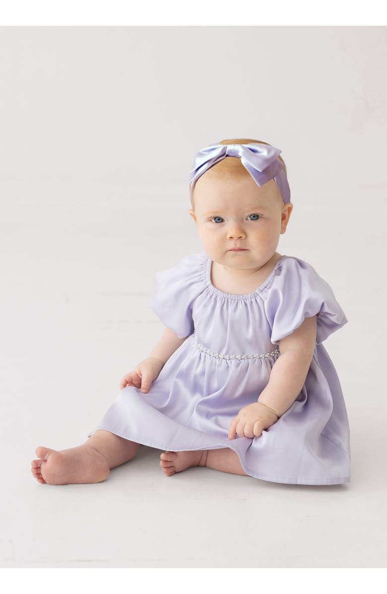Isobella & Chloe Diamond Dazzle Puff Sleeve Purple Dress, Alternate, color, Purple