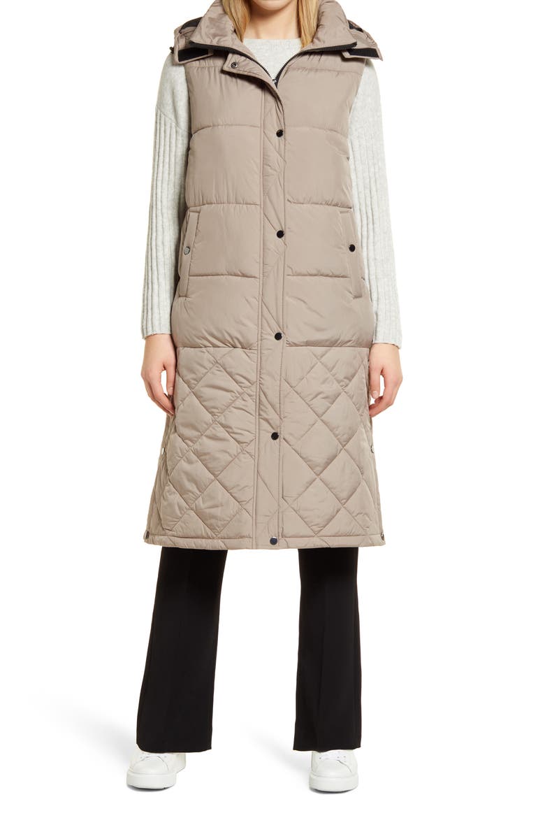 Mix Quilt Puffer Vest, Alternate, color, TAN ICED COFFEE
