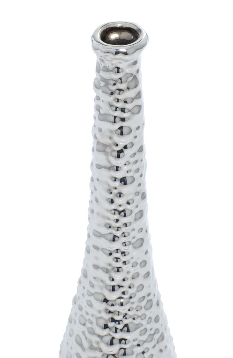 WILLOW ROW Silvertone Ceramic Glam Vase with Varying Patterns - Set of 3, Alternate, color, Silver