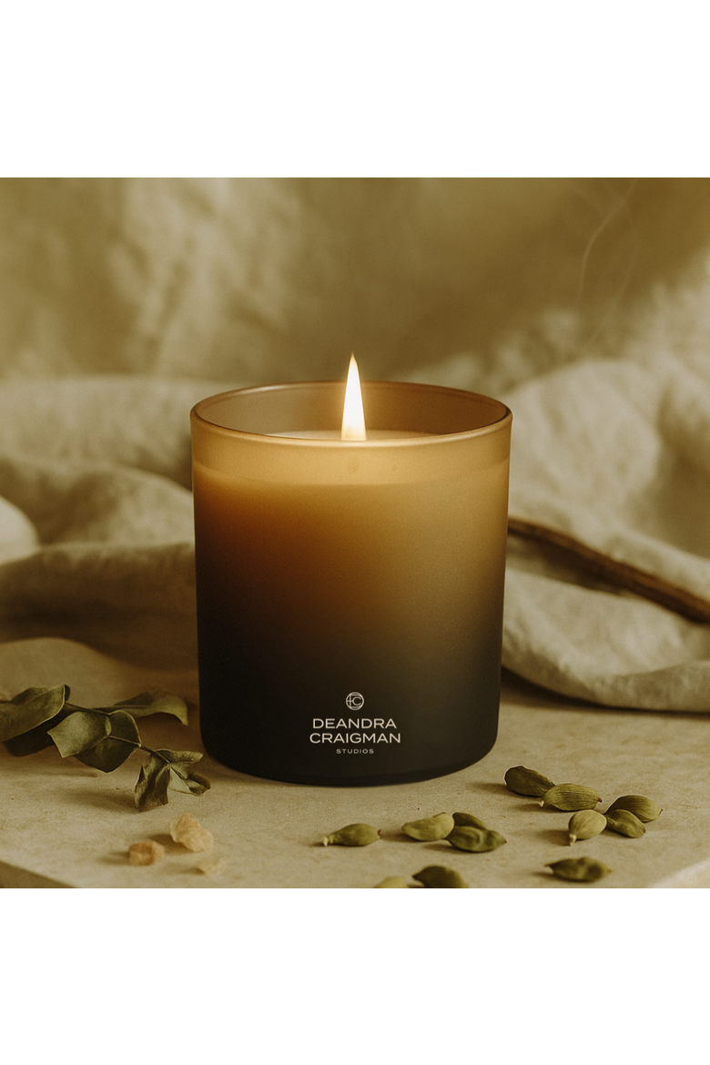 Santal Cardamom Candle & Playlist, Alternate, color, Brown