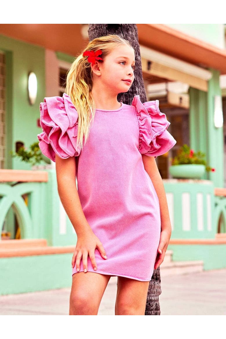 Princess Ruffle Denim Dress, Main, color, Medium Pink