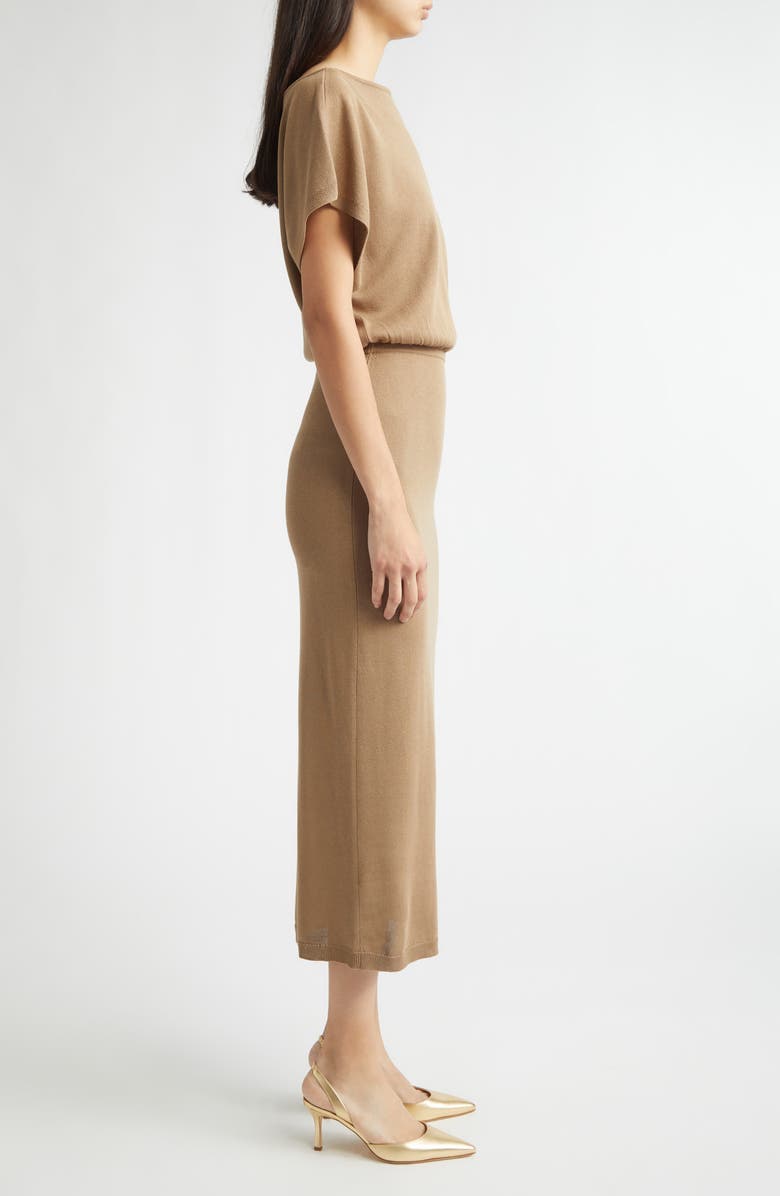 Lela Rose Slinky Blouson Sweater Dress, Alternate, color, Mocha