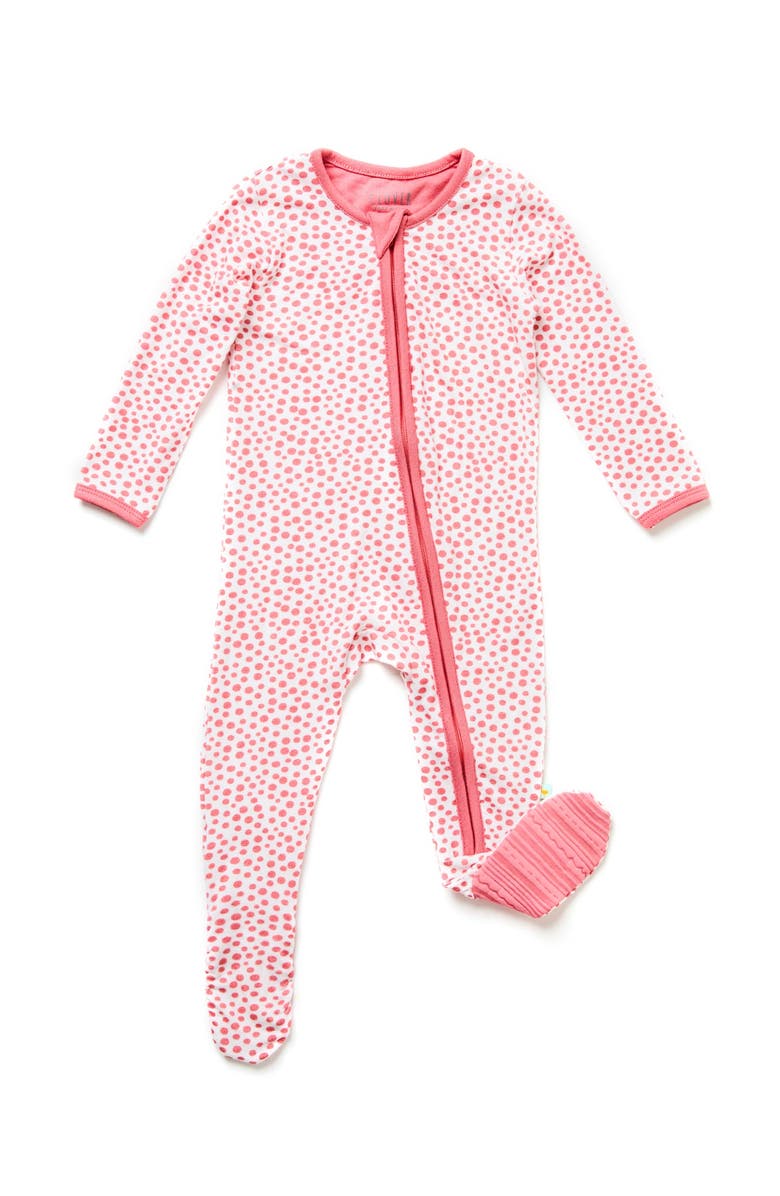 Clover Baby & Kids Soft & Stretchy Zipper Footie - Coral Dots, Alternate, color, Coral Dots
