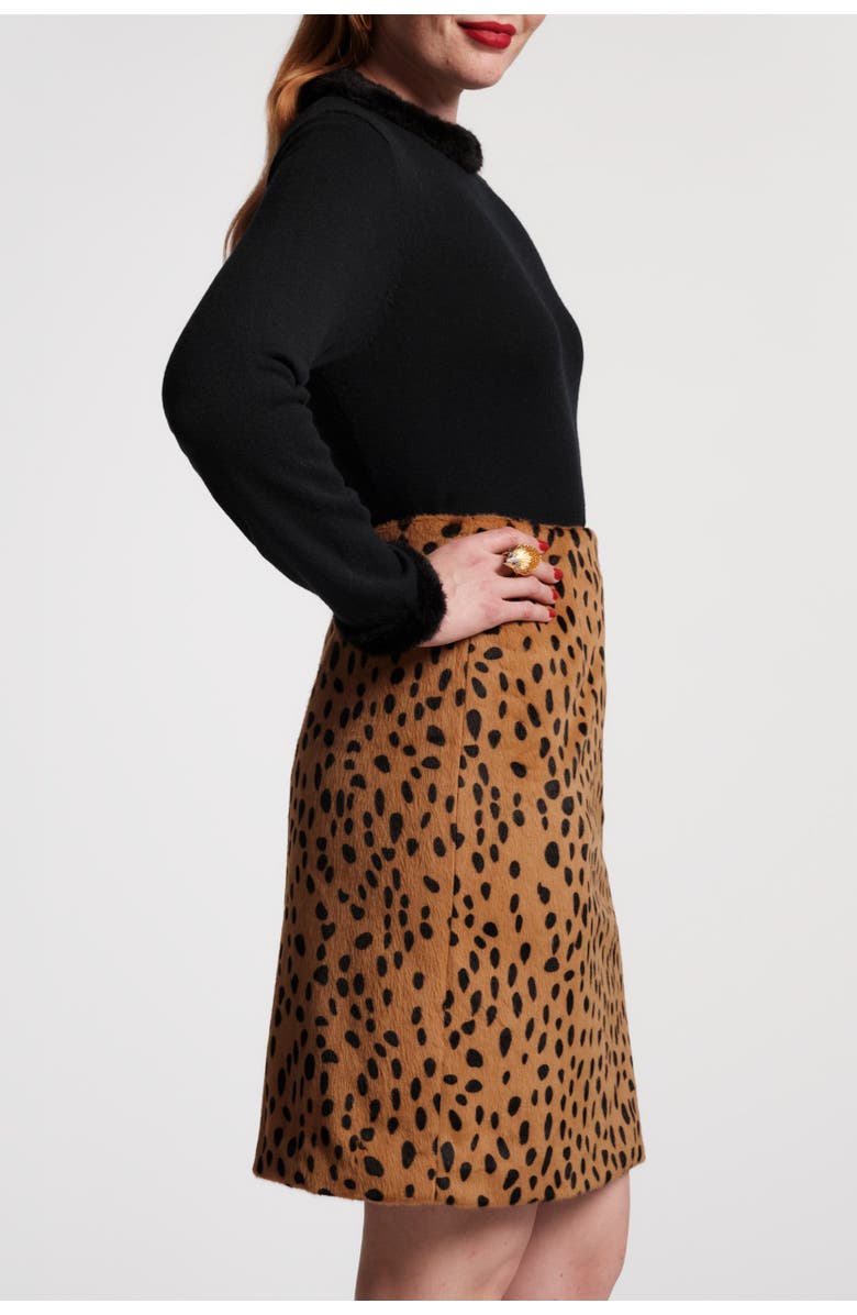 Frances Valentine Blaine Skirt Cheetah Faux Fur, Alternate, color, Brown/Multi