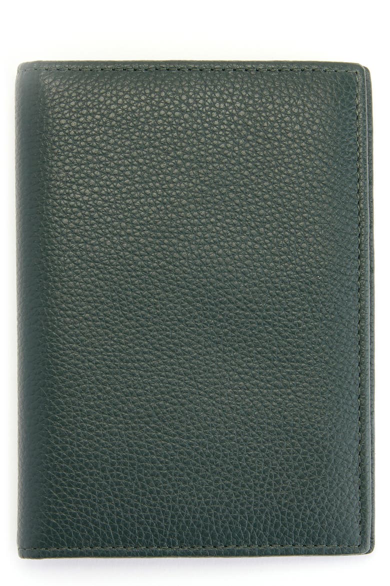 RFID Leather Passport Case, Main, color, DARK GREEN