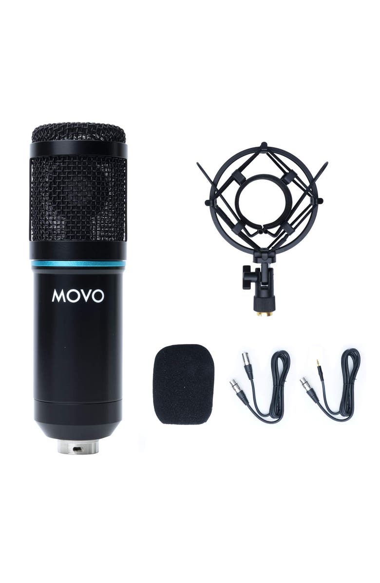 MOVO PC-M6 Universal Cardioid Condenser Podcast Microphone with XLR and 3.5mm, Main, color, Black