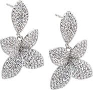 BY ADINA EDEN CZ Double Pavé Flower Drop Earring