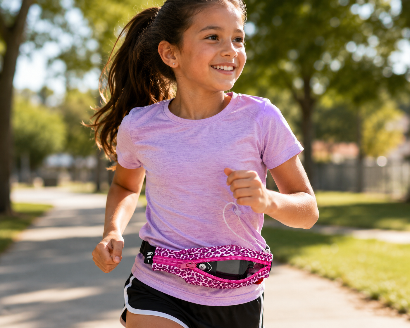 Children's Running Belt, Alternate, color, Pink Cheetah