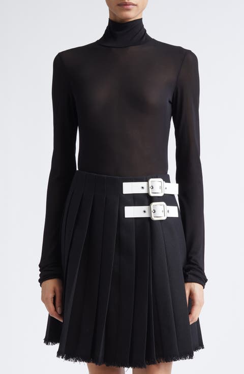 Semisheer Fitted Turtleneck Top