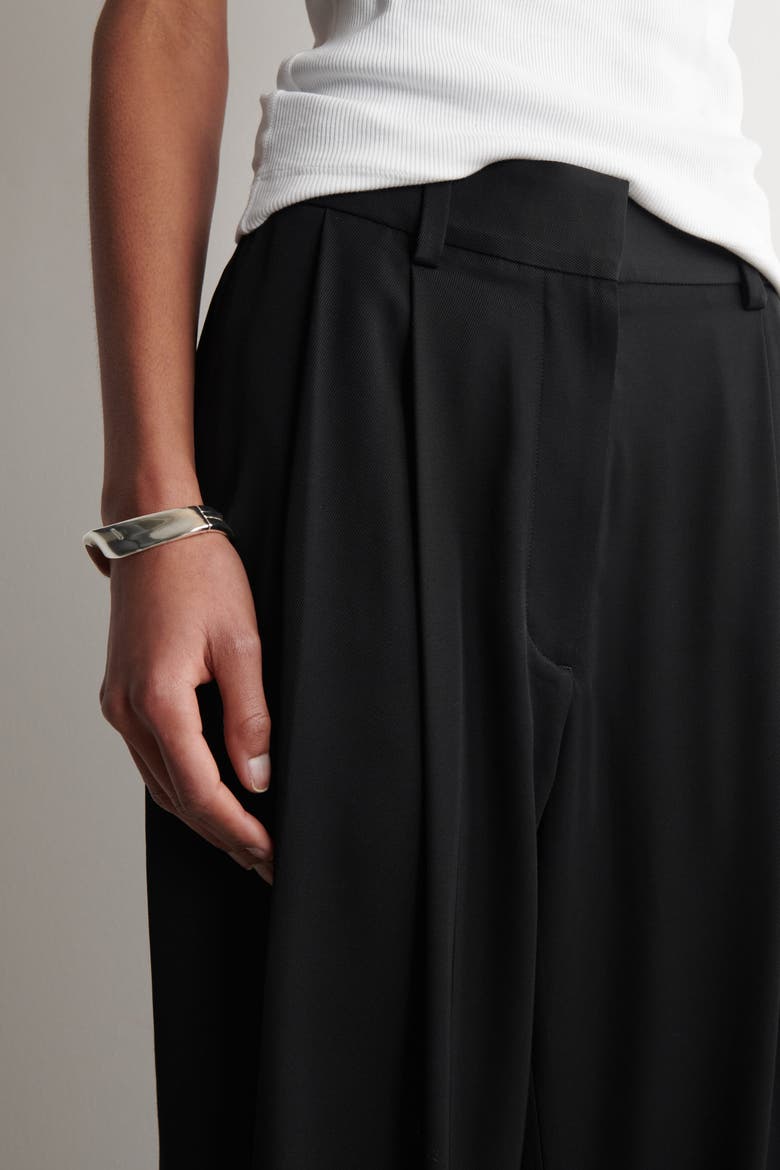 Pleated Twill Balloon Trousers, Alternate, color, BLACK