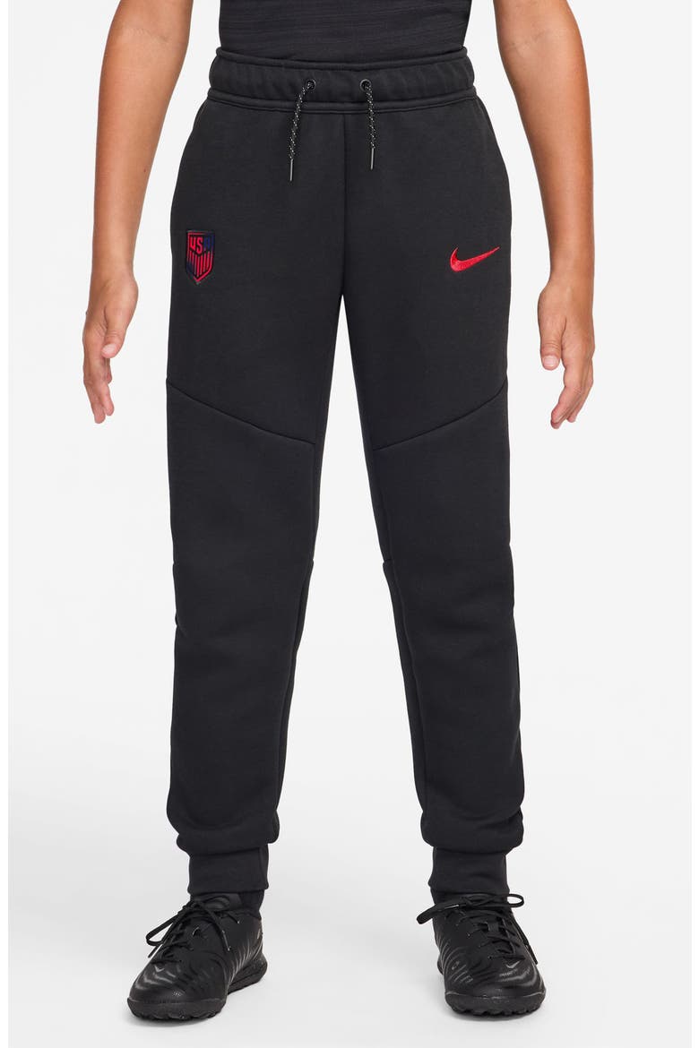 Kids' USA Tech Fleece Pants, Main, color, BLACK/ CHALLENGE RED