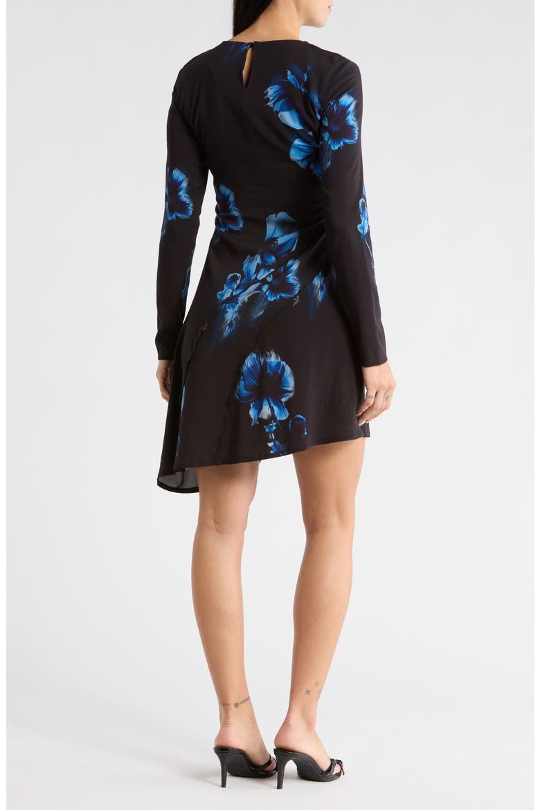Asymmetric Long Sleeve Dress, Alternate, color, BLACK