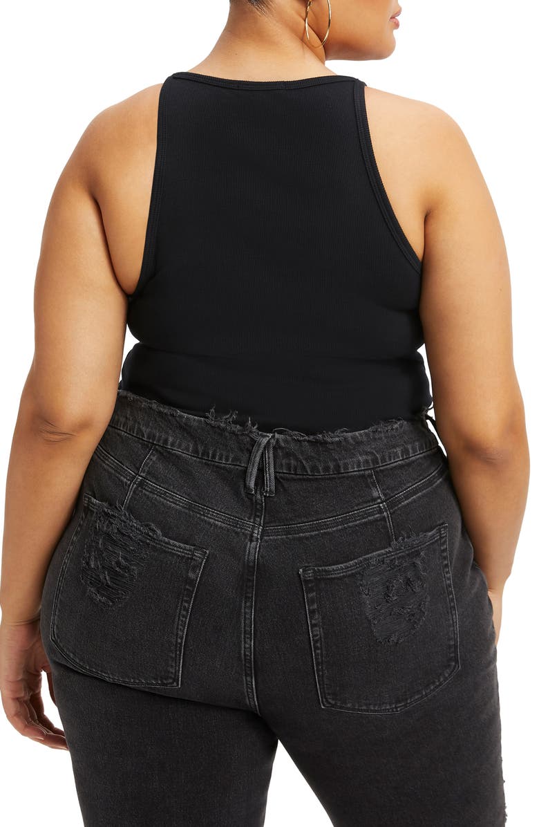 Good American Cutaway Crop Organic Cotton Rib Tank, Alternate, color, 