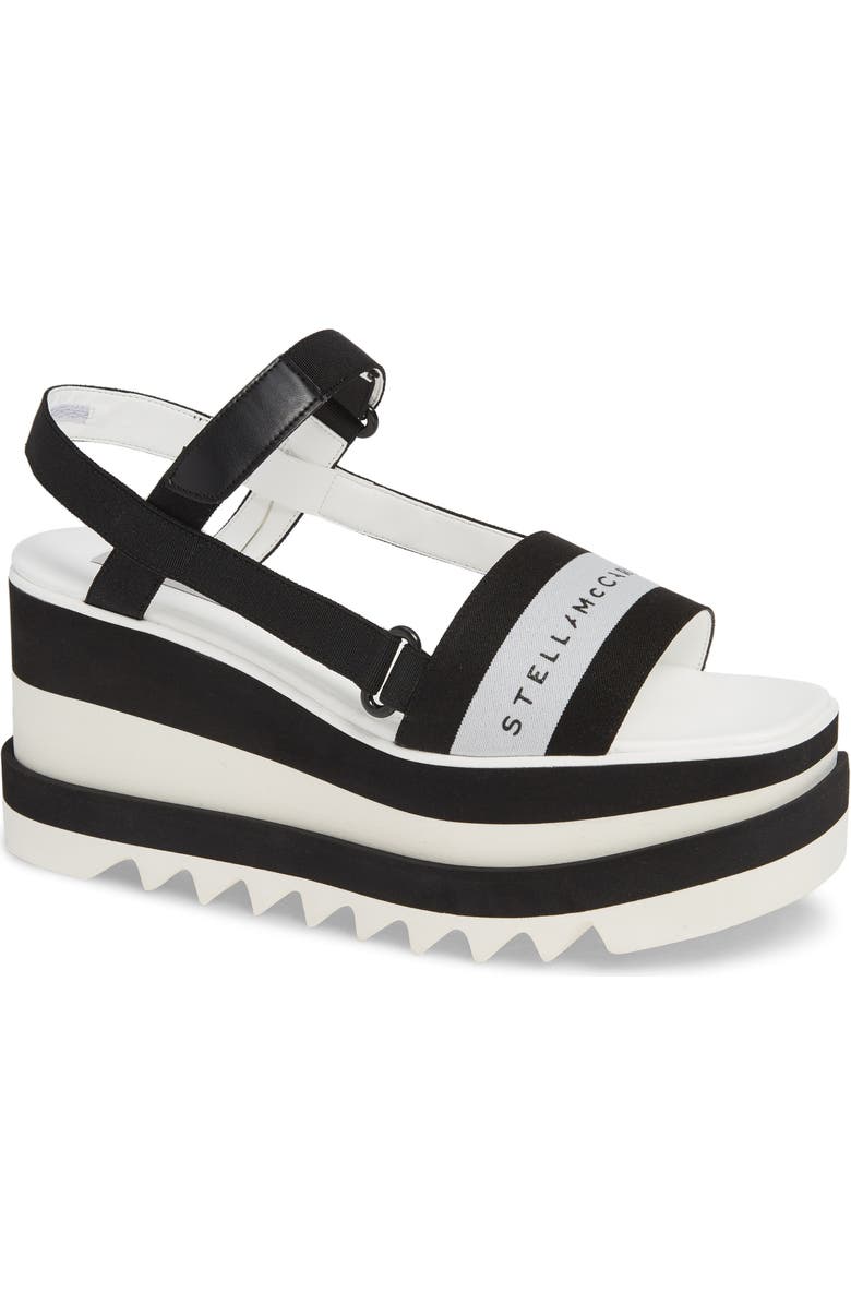 Stella McCartney Stripe Logo Platform Sandal, Main, color,