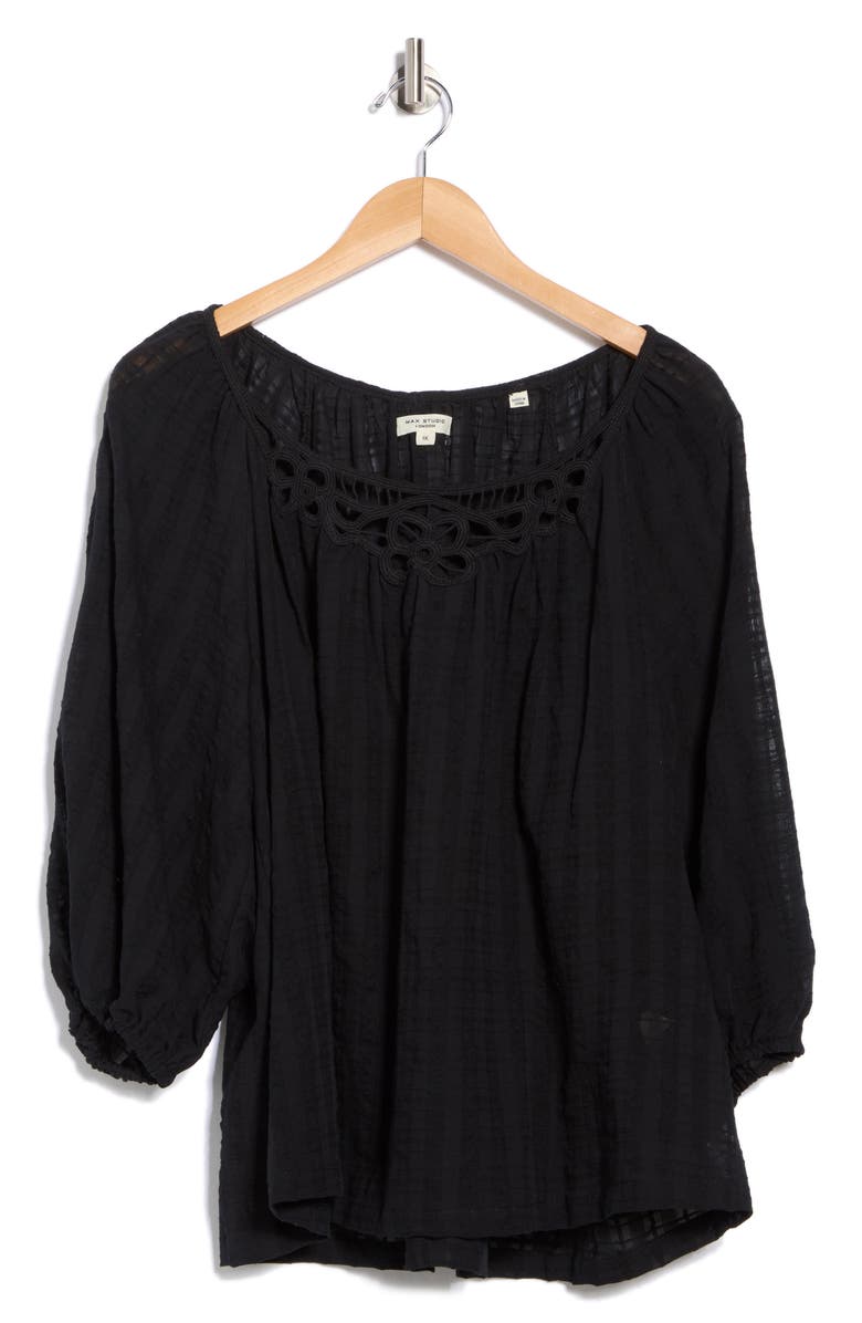 MAX STUDIO Lace Yoke Top, Alternate, color, Black