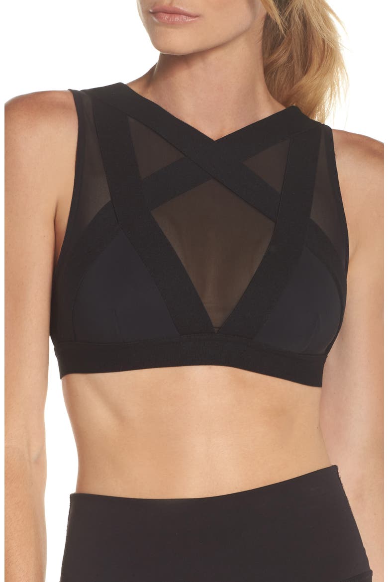 Bandage Sports Bra, Main, color, BLACK