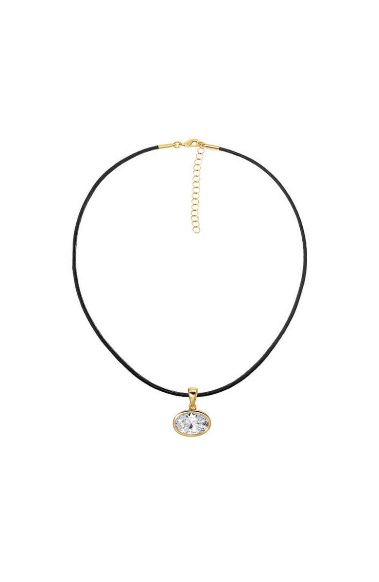 BY ADINA EDEN CZ Oval Bezel Charm & Rope Chain Choker Necklace, Main, color,