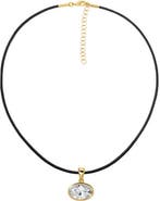 BY ADINA EDEN CZ Oval Bezel Charm & Rope Chain Choker Necklace