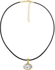 BY ADINA EDEN CZ Oval Bezel Charm & Rope Chain Choker Necklace