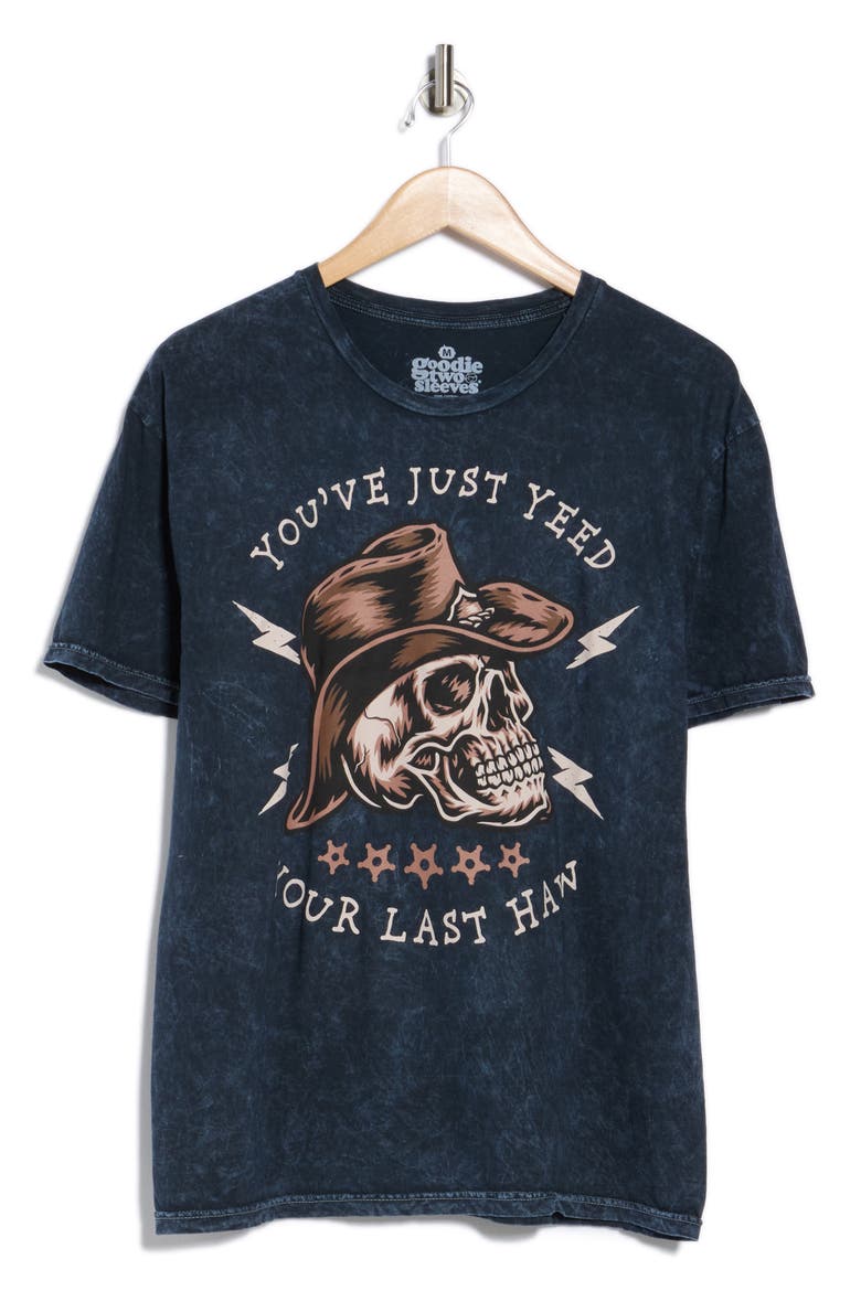 Yee Haw Skull Cotton Graphic T-Shirt, Alternate, color, BLACK