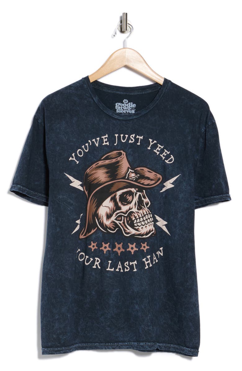 Goodie Two Sleeves Yee Haw Skull Cotton Graphic T-Shirt, Alternate, color, Black