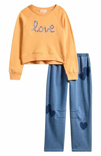 Peek Aren't You Curious Kids' Love Appliqué Sweatshirt & Graphic Pants Set