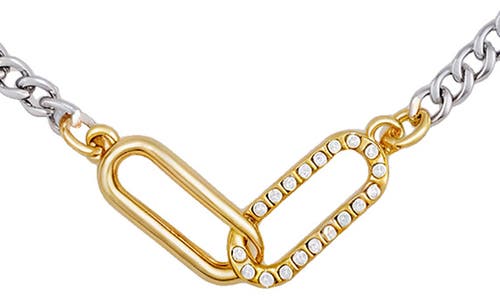 Vince Camuto Crystal Paper Clip Link Pendant Necklace In Metallic