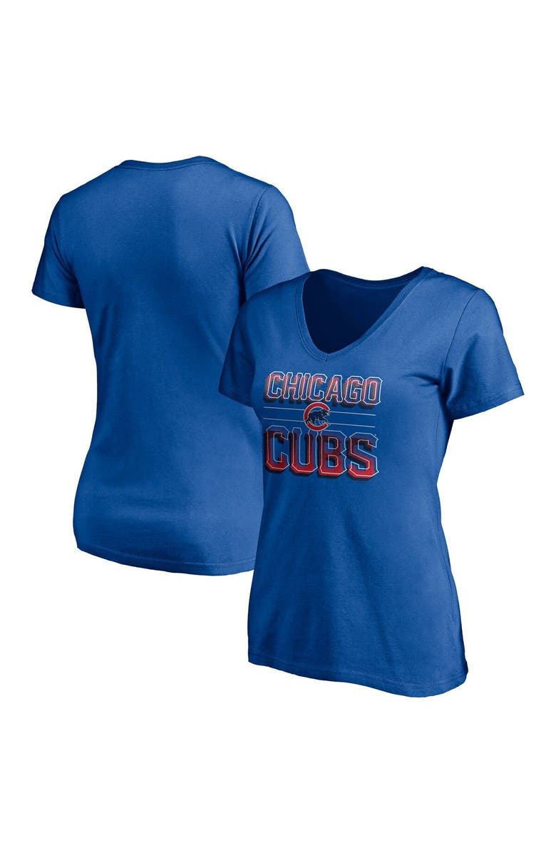 FANATICS Women's Fanatics Branded Royal Chicago Cubs Compulsion to Win V-Neck T-Shirt, Main, color, 