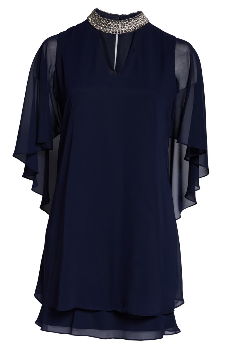 Xscape Evenings Xscape Chiffon Cape Sleeve Cocktail Dress, Alternate, color,