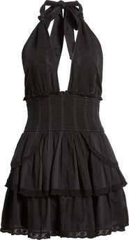 LoveShackFancy Deanna Embroidered Halter Minidress