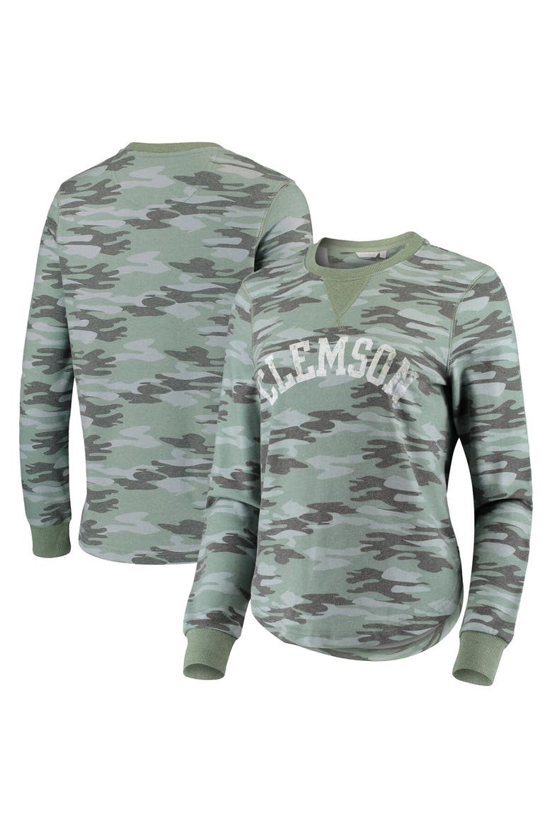 Women's Camo Clemson Tigers Comfy Pullover Sweatshirt, Main, color, Camo
