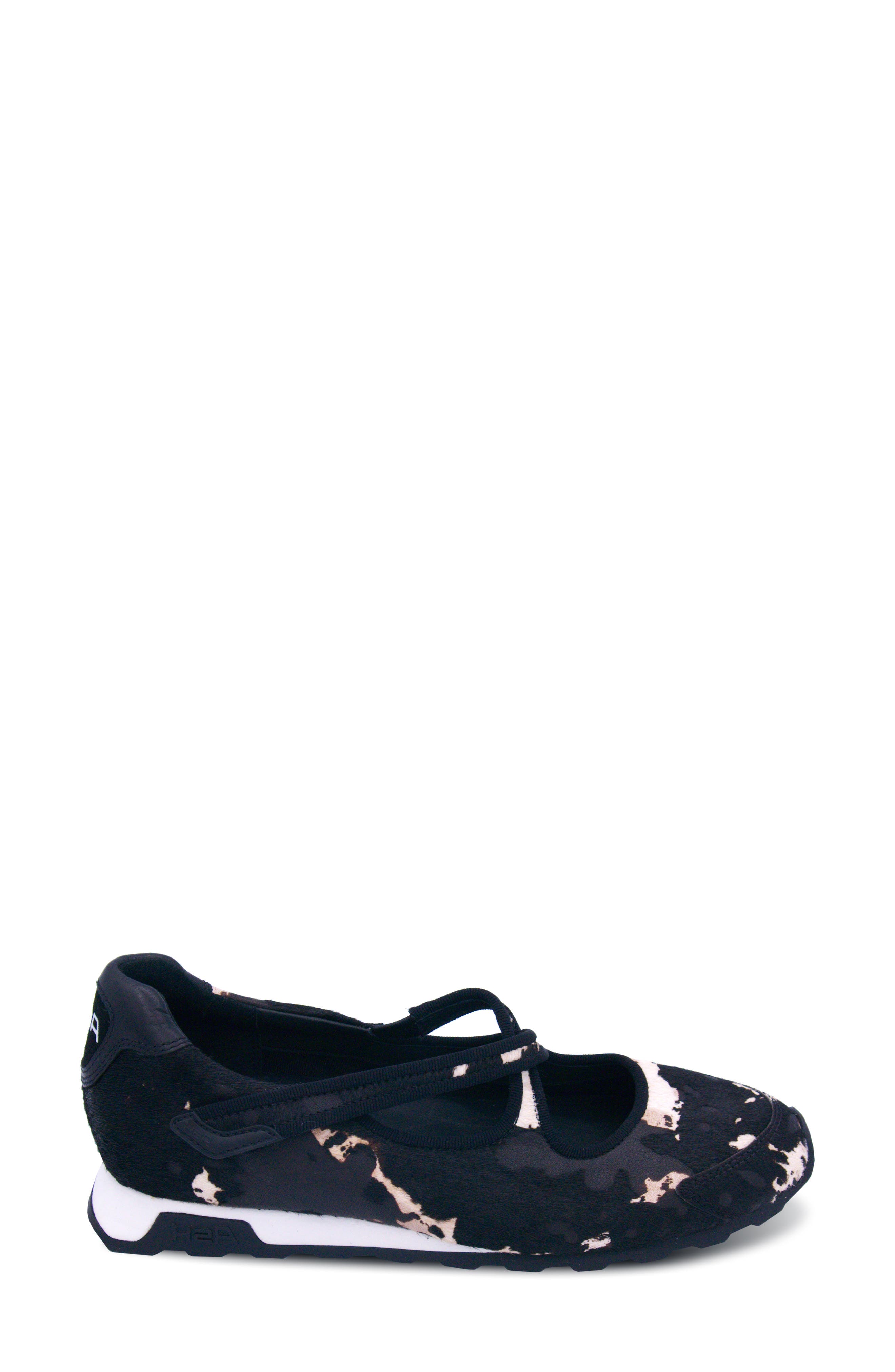 Ash Kore Mary Jane Genuine Calf Hair Flat, Alternate, color, Black Edgy