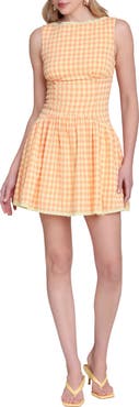 Avec Les Filles Fit & Flare Gingham Minidress
