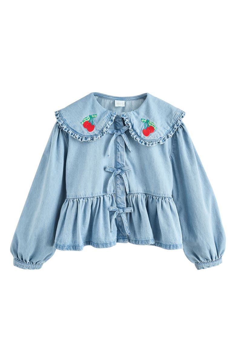 NEXT Kids' Cherry Collar Denim Top, Main, color, Blue