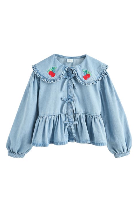 Kids' Cherry Collar Denim Top (Toddler, Little Kid & Big Kid)