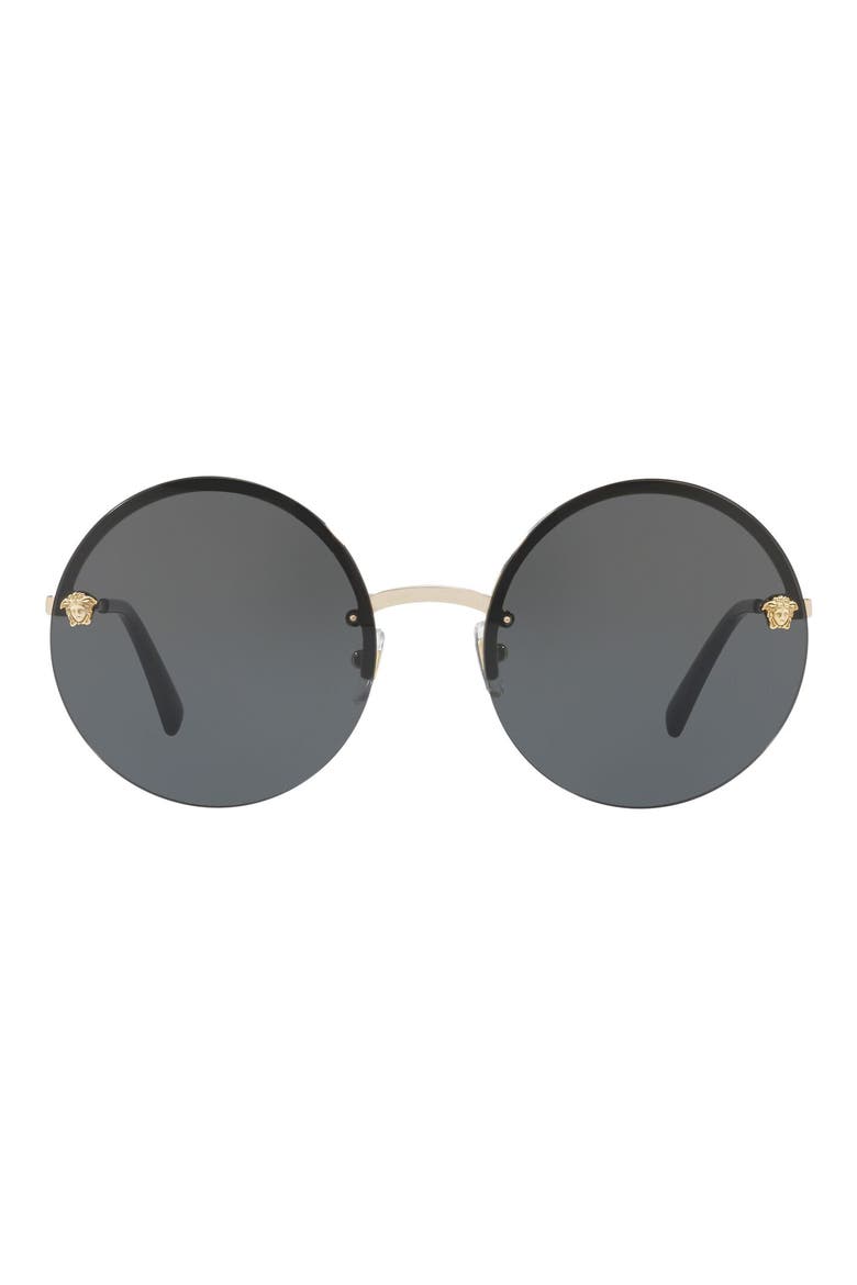 Medusa Logo 59mm Large Round Sunglasses, Main, color, PALE GOLD SOLID