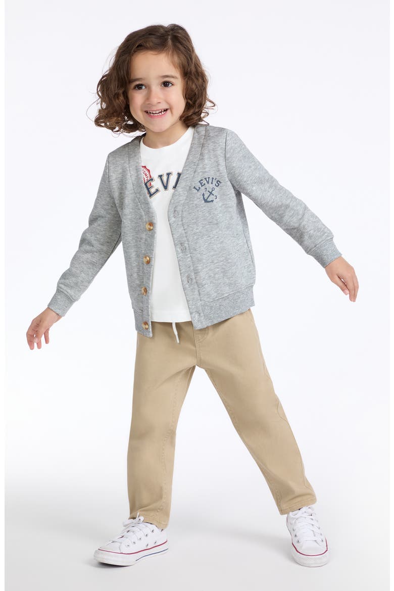 T-Shirt, Cardigan & Pants Set, Alternate, color, LIGHT GREY HEATHER