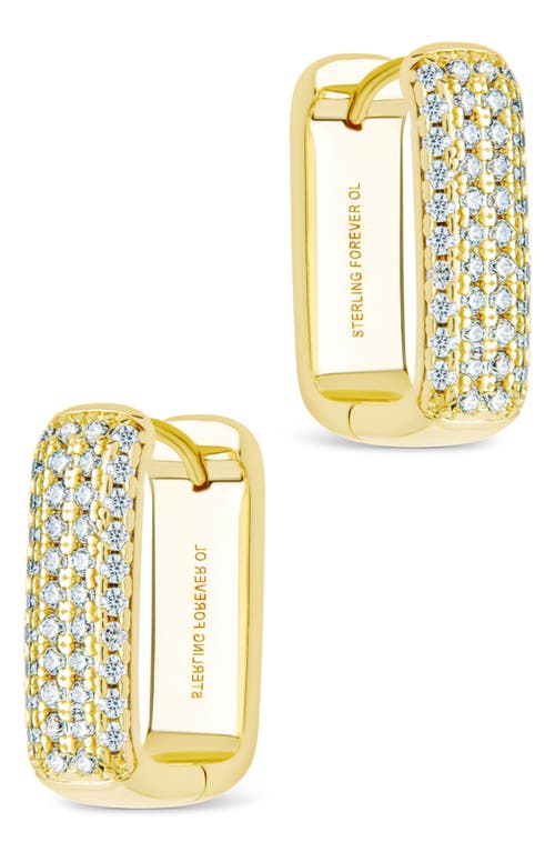 Sterling Forever Dalia Pavé Cubic Zirconia Rectangular Hoop Earrings