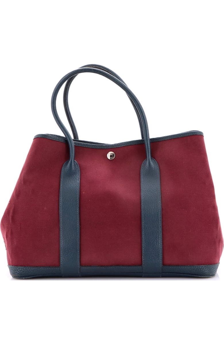 Pre-Owned Hermes Garden Party Tote Toile and Leather 36, Main, color, Bordeaux