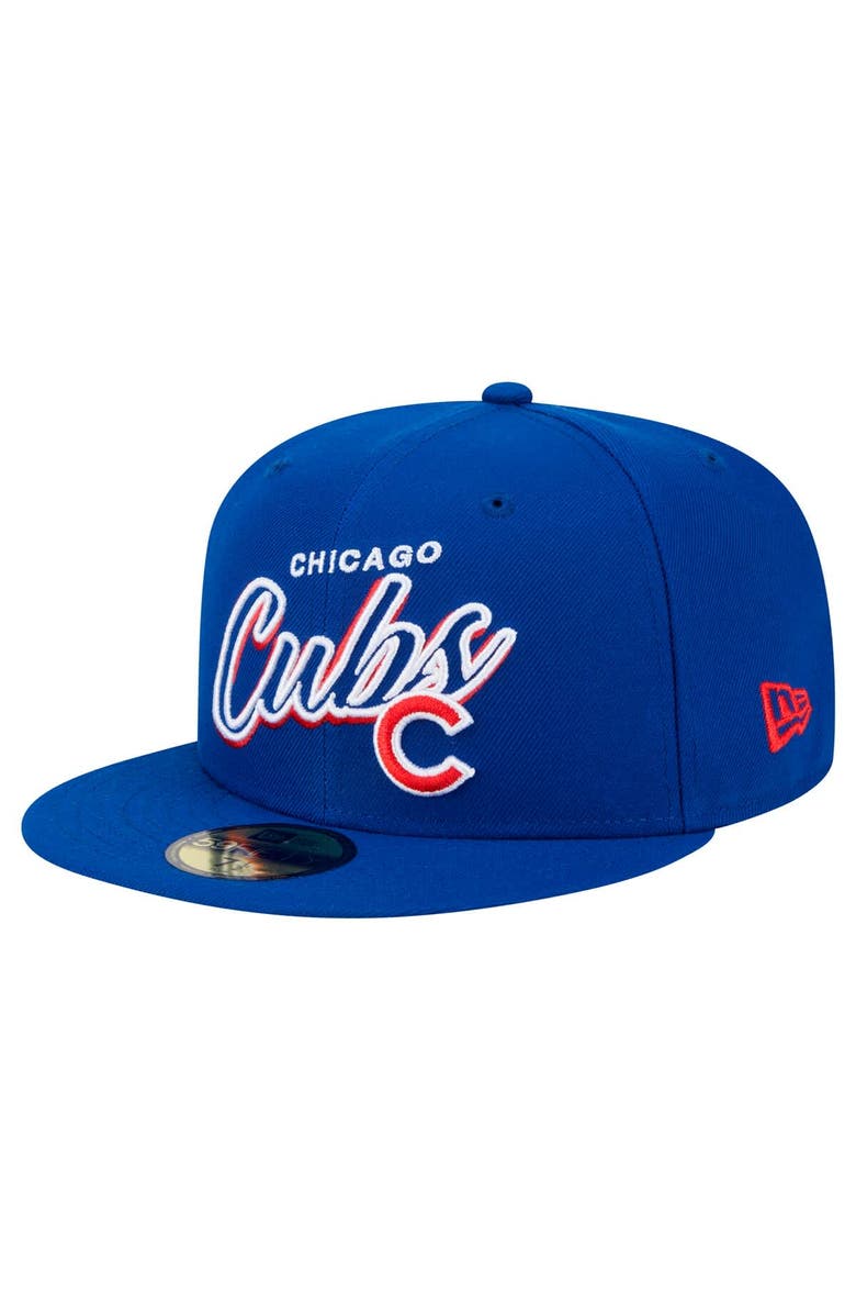 New Era Men's New Era Royal Chicago Cubs Script Sided 59FIFTY Fitted Hat, Alternate, color, 