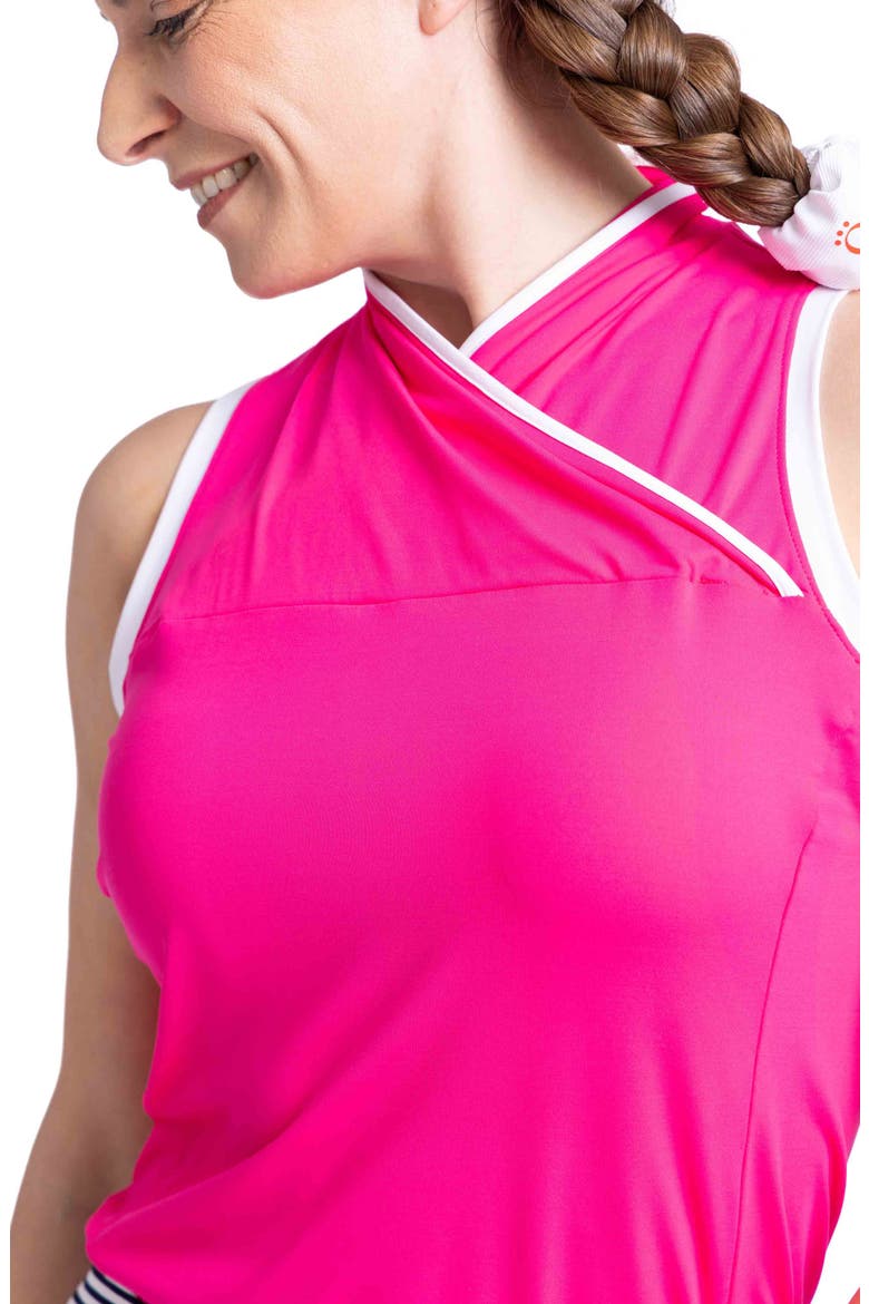 Overlap Wrap Sleeveless Golf Top, Alternate, color, PREPPY PINK