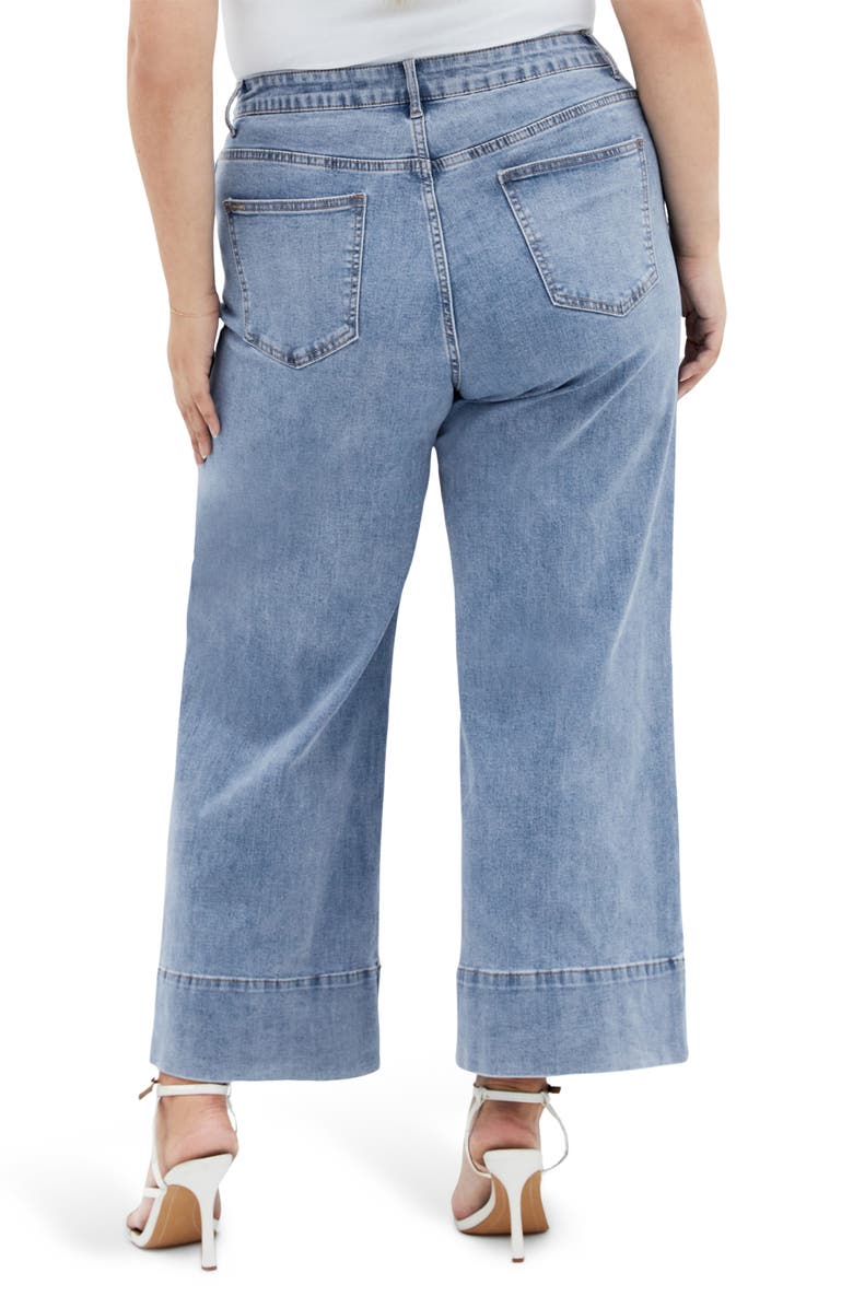 City Chic Millie Crop Wide Leg Jeans, Alternate, color, Mid Denim