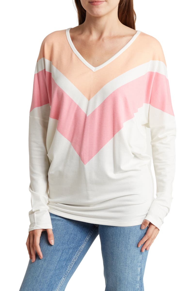 GO COUTURE V-Neck Spring Pullover, Main, color, Summer Song